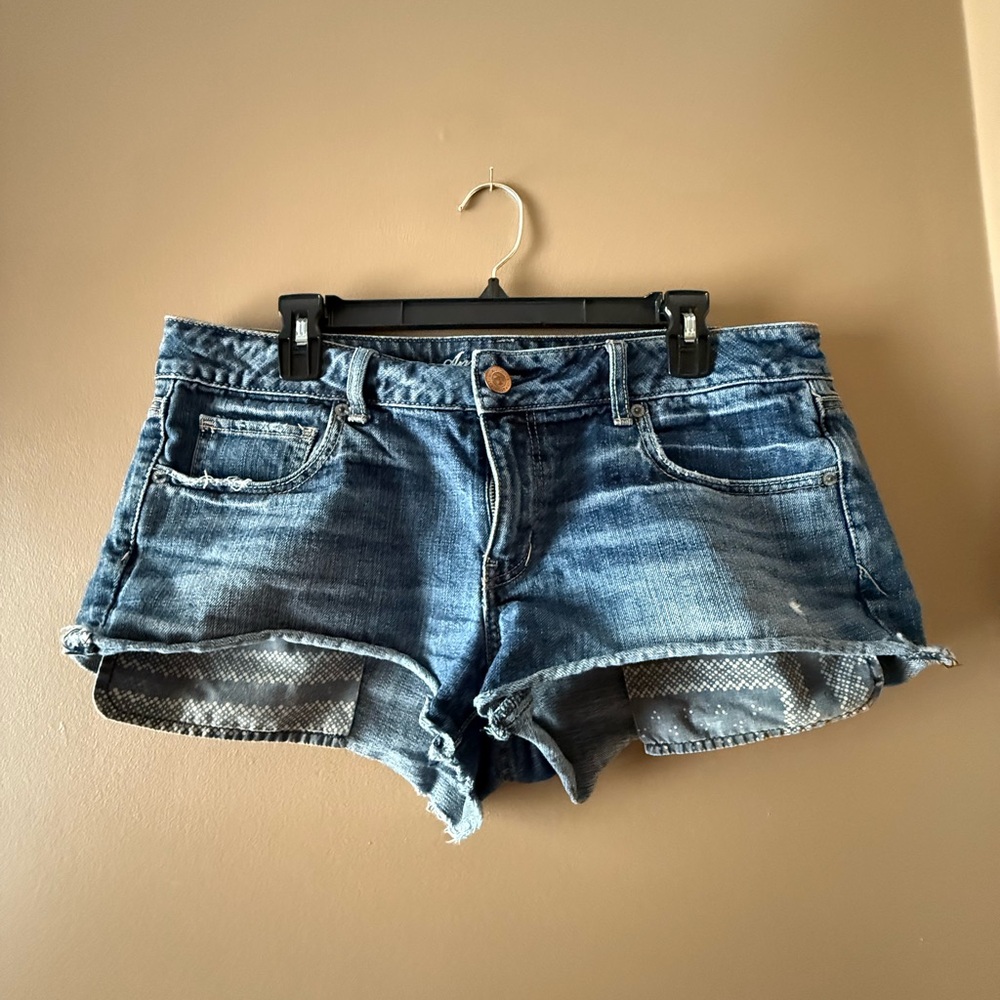 American Eagle Outfitters Blue Jean Shorts Distressed Cut-Off